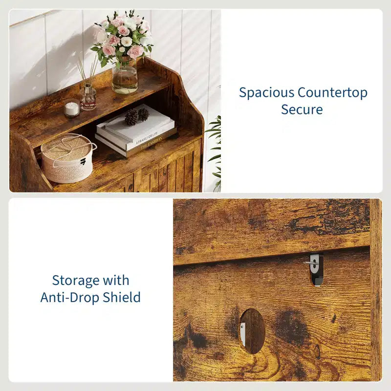 Scarpiera a 5 livelli con ante, scarpiera moderna in legno alta 41" con 3 ripiani regolabili per ingresso e corridoio