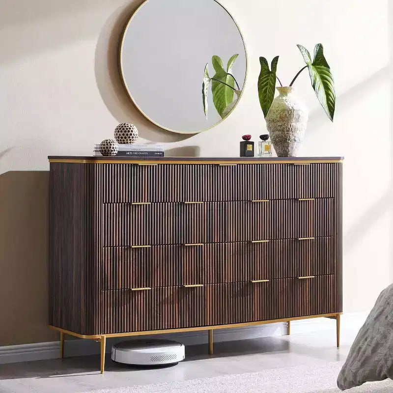 9 Drawer Dresser, 54 Wide Wooden Chest of Drawers with Metal Handles, Modern Dresser TV Stand & Storage Organizer for Bedroom Living