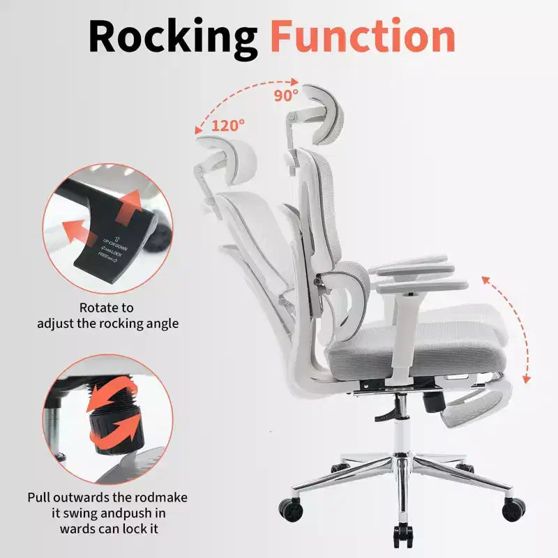 Sedia da ufficio ergonomica con poggiatesta imbottito regolabile, supporto lombare confortevole e braccioli 3D - Sedia da scrivania per computer per giochi e studio