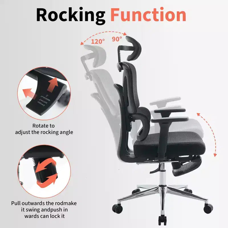 Sedia da ufficio ergonomica con poggiatesta imbottito regolabile, supporto lombare confortevole e braccioli 3D - Sedia da scrivania per computer per giochi e studio