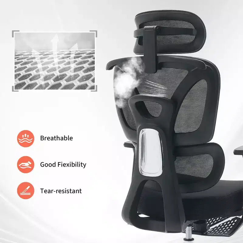 Sedia da ufficio ergonomica con poggiatesta imbottito regolabile, supporto lombare confortevole e braccioli 3D - Sedia da scrivania per computer per giochi e studio