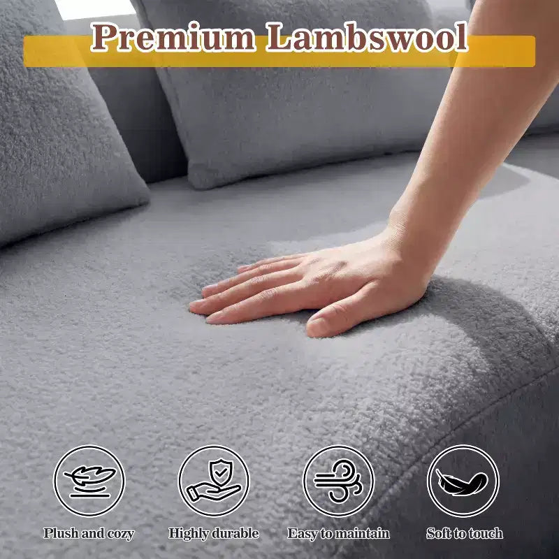 Divano angolare curvo da 122" con chaise longue – Lussuosa lana d'agnello, 5 cuscini