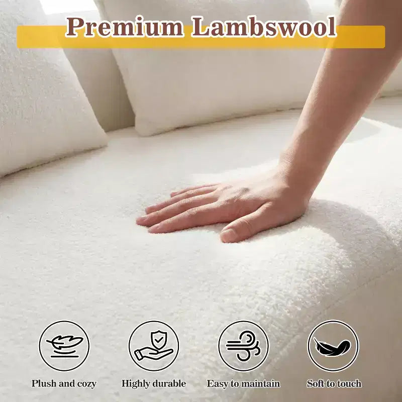 Divano angolare curvo da 122" con chaise longue – Lussuosa lana d'agnello, 5 cuscini