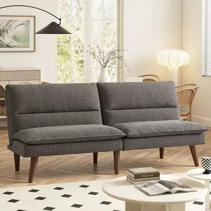 Divano Letto Futon Convertibile in Velluto a Coste da 67" – Reclinabile 3-in-1 per Piccoli Spazi