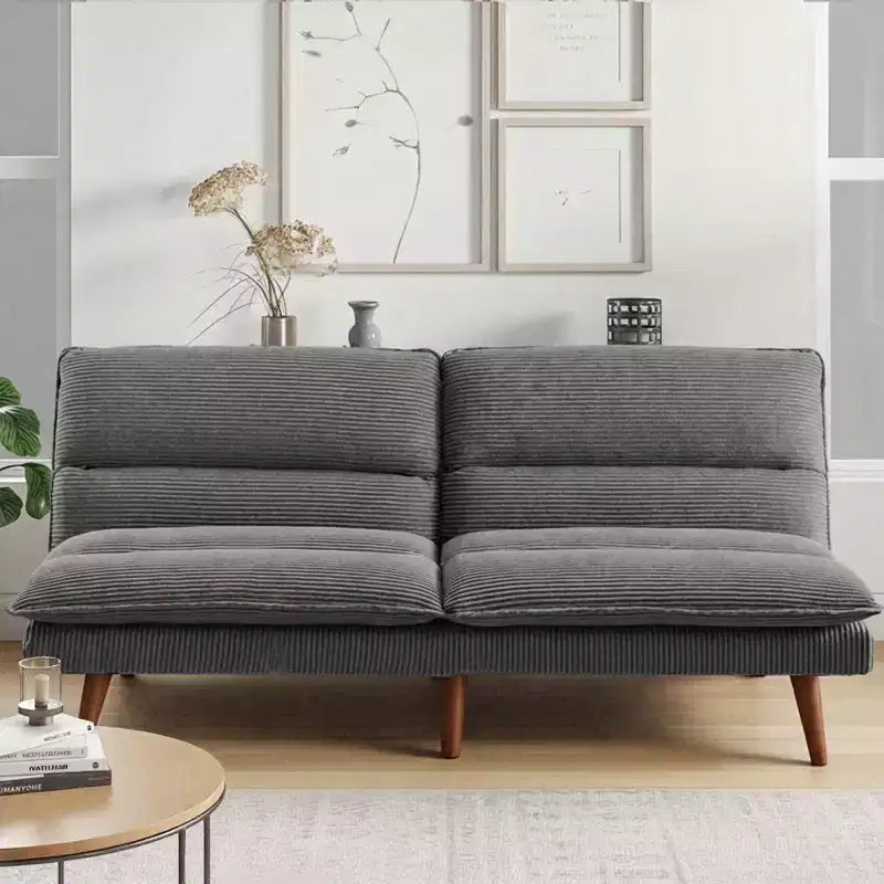 Divano Letto Futon Convertibile in Velluto a Coste da 67" – Reclinabile 3-in-1 per Piccoli Spazi