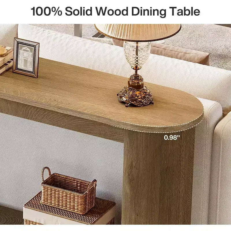 Console da ingresso da 63 pollici con ripiano portaoggetti – Legno rustico, Naturale