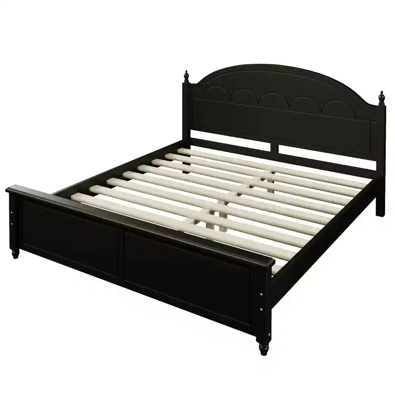 Struttura Letto Matrimoniale Queen in Legno con Elegante Testiera Ad Arco – Stile Moderno Fattoria