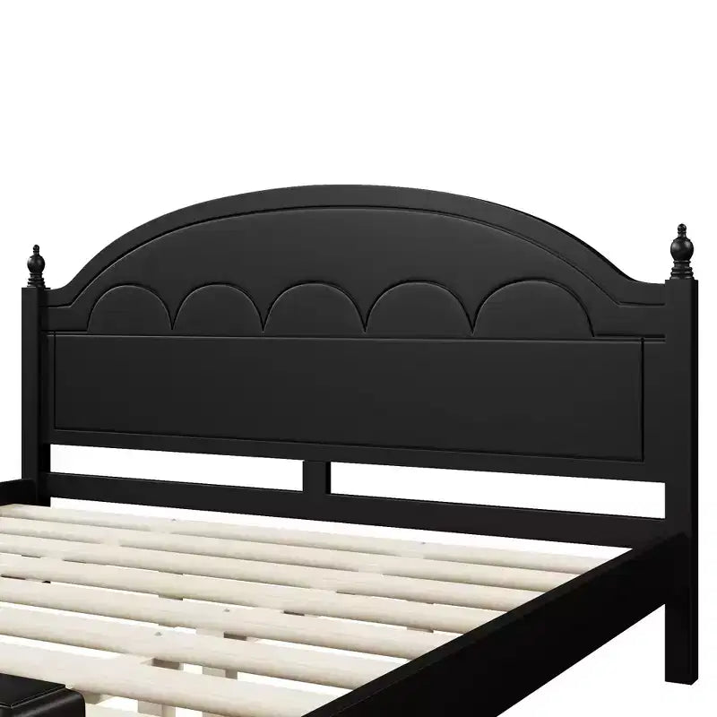 Struttura Letto Matrimoniale Queen in Legno con Elegante Testiera Ad Arco – Stile Moderno Fattoria