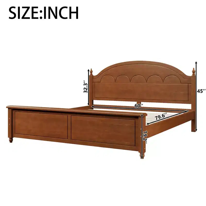 Struttura Letto Matrimoniale Queen in Legno con Elegante Testiera Ad Arco – Stile Moderno Fattoria
