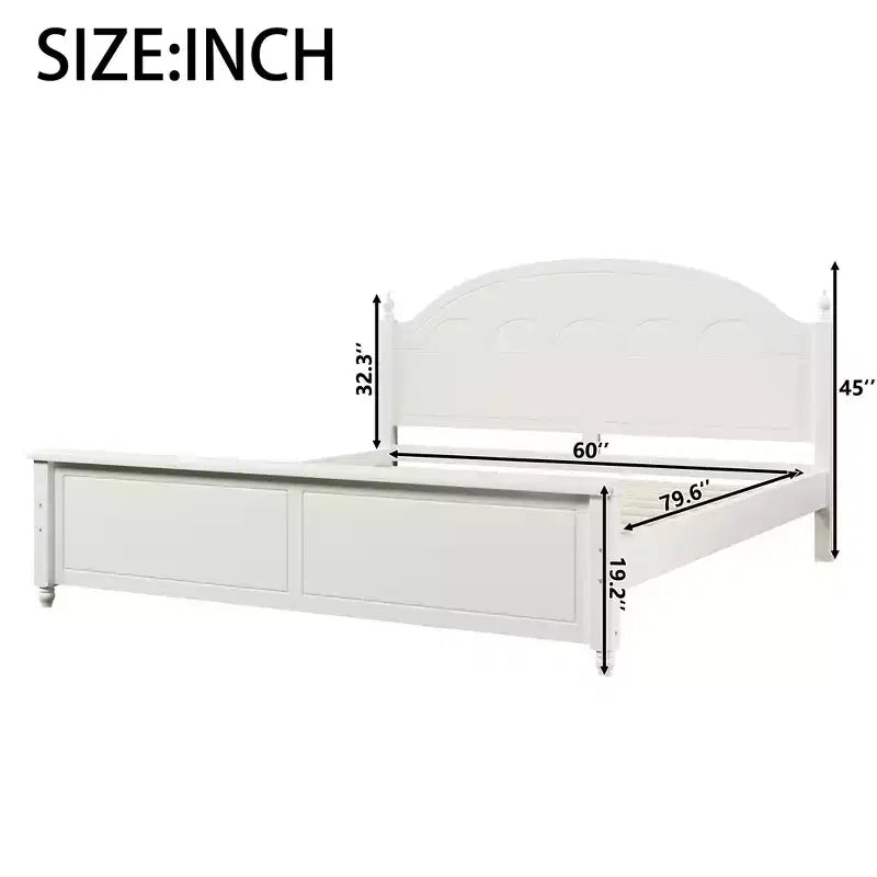 Struttura Letto Matrimoniale Queen in Legno con Elegante Testiera Ad Arco – Stile Moderno Fattoria