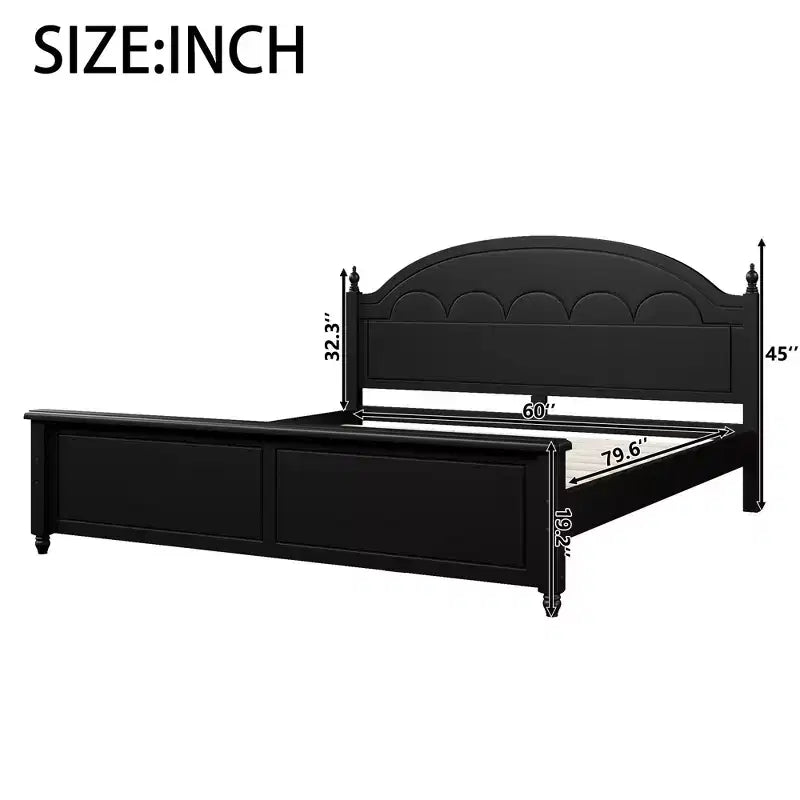Struttura Letto Matrimoniale Queen in Legno con Elegante Testiera Ad Arco – Stile Moderno Fattoria