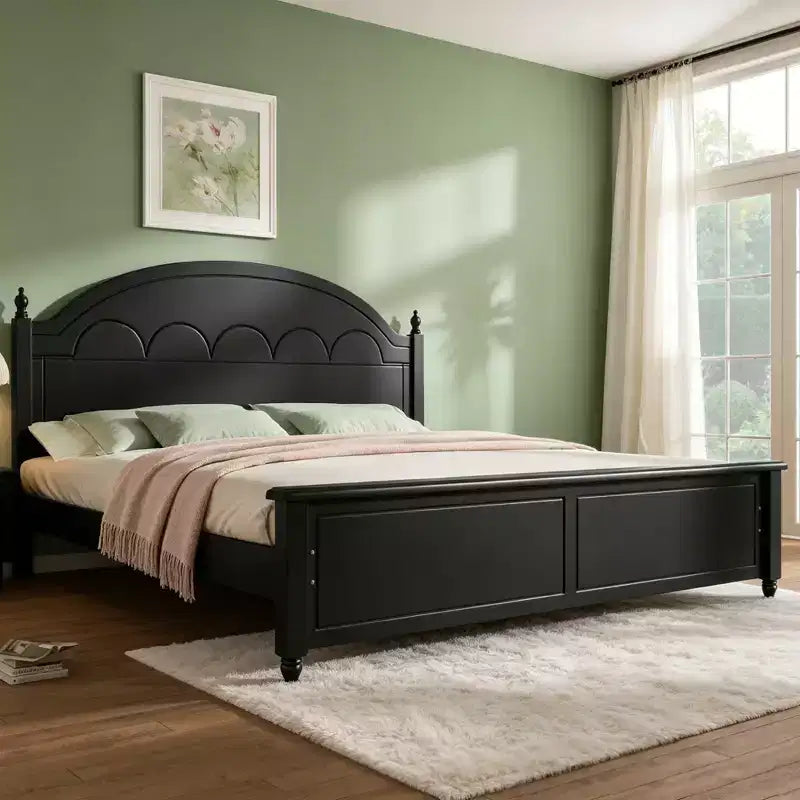 Luxystar Modern Queen Wood Bed Frame with Arched Headboard for Bedroom