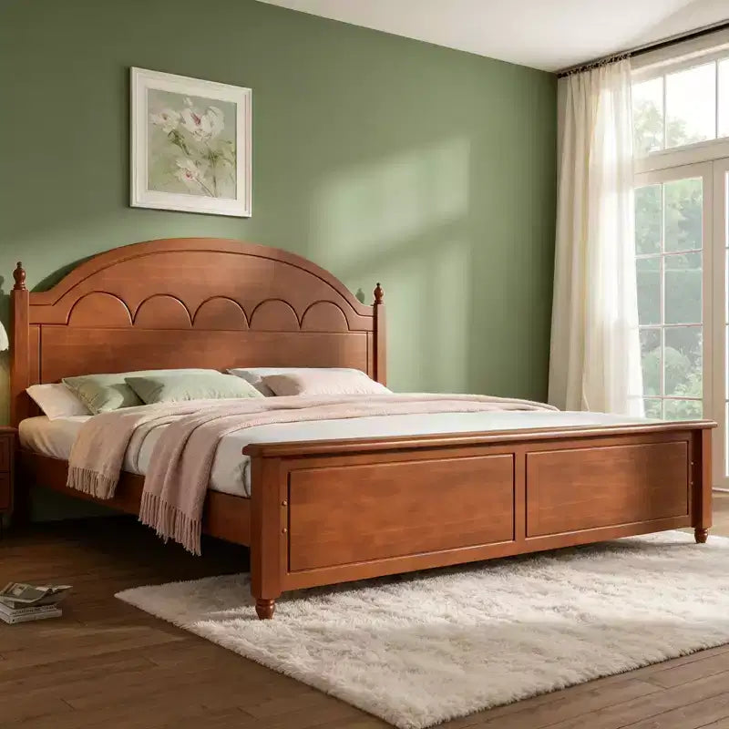 Struttura Letto Matrimoniale Queen in Legno con Elegante Testiera Ad Arco – Stile Moderno Fattoria