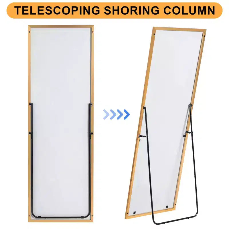 Specchio da terra a figura intera rettangolare con cornice in metallo – 71x32 pollici, autoportante o da appoggio