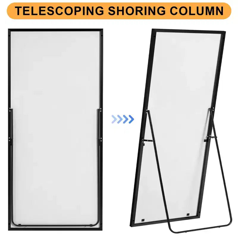 Specchio da terra a figura intera rettangolare con cornice in metallo – 71x32 pollici, autoportante o da appoggio