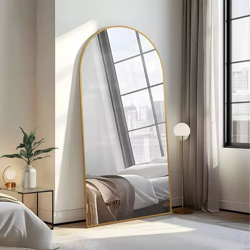 Specchio a Parete Rettangolare Moderno con Cornice in Alluminio – 200x90 cm, Vetro Temperato HD