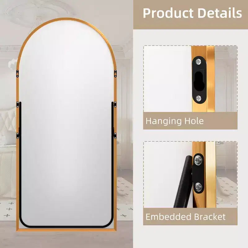 Specchio a Parete Rettangolare Moderno con Cornice in Alluminio – 200x90 cm, Vetro Temperato HD