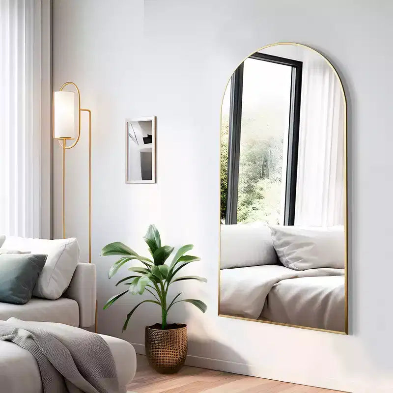 Specchio a Parete Rettangolare Moderno con Cornice in Alluminio – 200x90 cm, Vetro Temperato HD