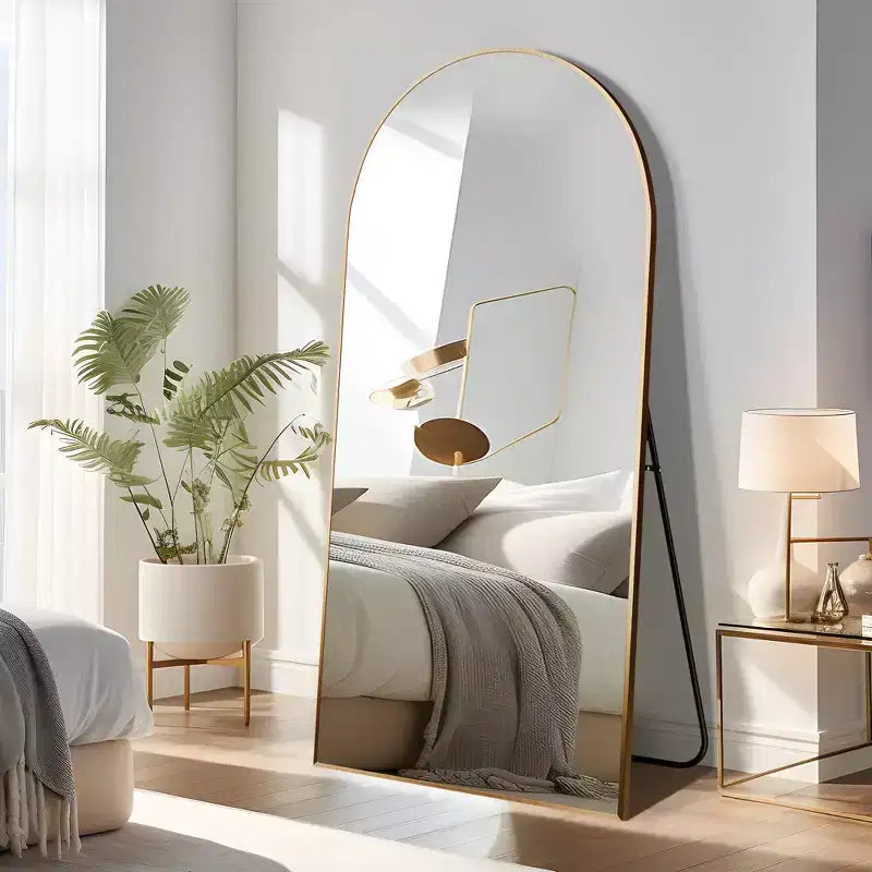 Specchio a Parete Rettangolare Moderno con Cornice in Alluminio – 200x90 cm, Vetro Temperato HD