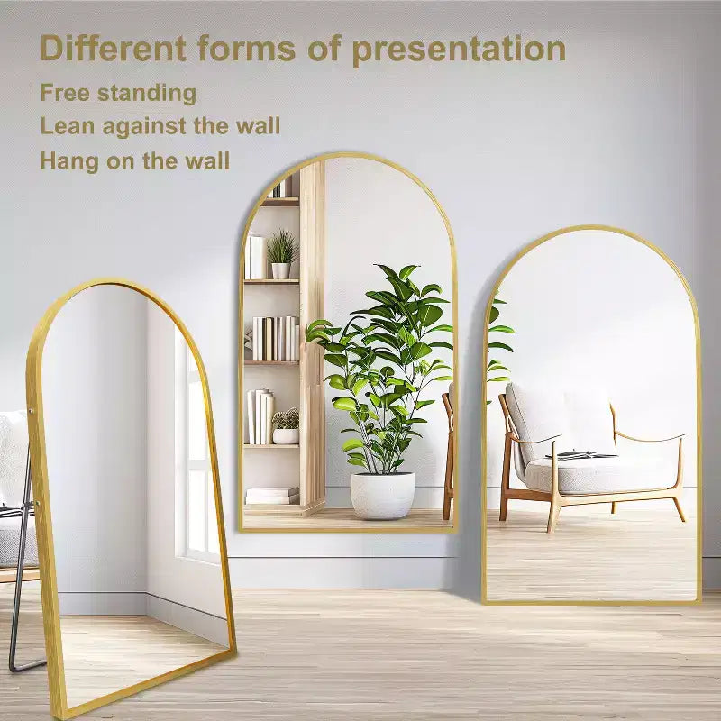 Specchio a Parete Rettangolare Moderno con Cornice in Alluminio – 200x90 cm, Vetro Temperato HD