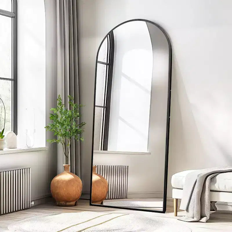 Specchio a Parete Rettangolare Moderno con Cornice in Alluminio – 200x90 cm, Vetro Temperato HD