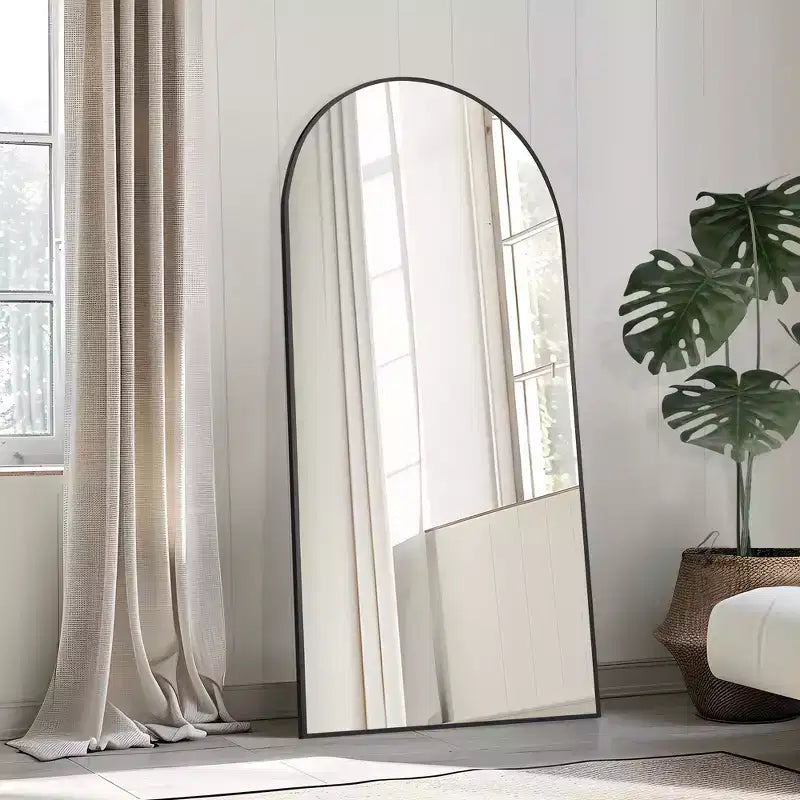Specchio a Parete Rettangolare Moderno con Cornice in Alluminio – 200x90 cm, Vetro Temperato HD