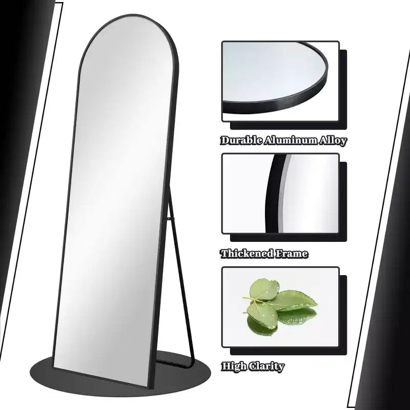 Specchio a Parete Rettangolare Moderno con Cornice in Alluminio – 200x90 cm, Vetro Temperato HD