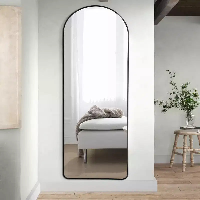 Specchio a Parete Rettangolare Moderno con Cornice in Alluminio – 200x90 cm, Vetro Temperato HD