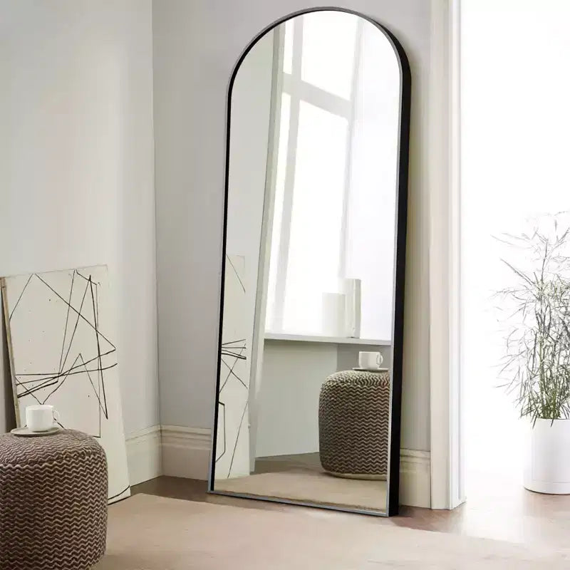 Specchio a Parete Rettangolare Moderno con Cornice in Alluminio – 200x90 cm, Vetro Temperato HD