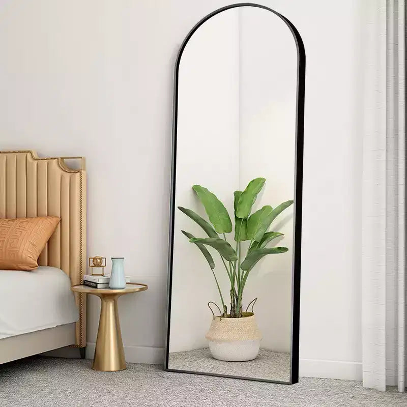 Specchio a Parete Rettangolare Moderno con Cornice in Alluminio – 200x90 cm, Vetro Temperato HD