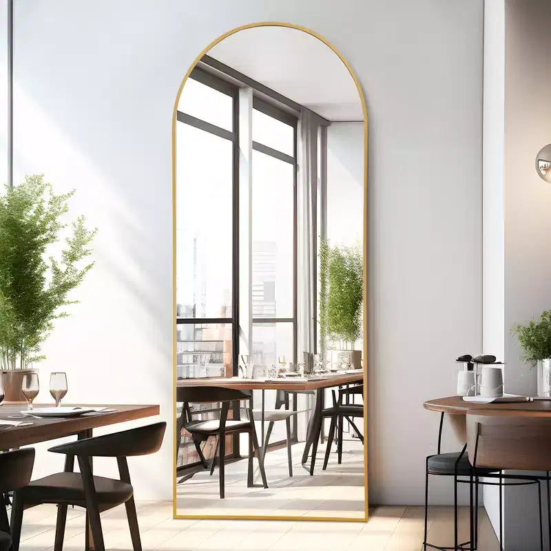 Specchio a Parete Rettangolare Moderno con Cornice in Alluminio – 200x90 cm, Vetro Temperato HD