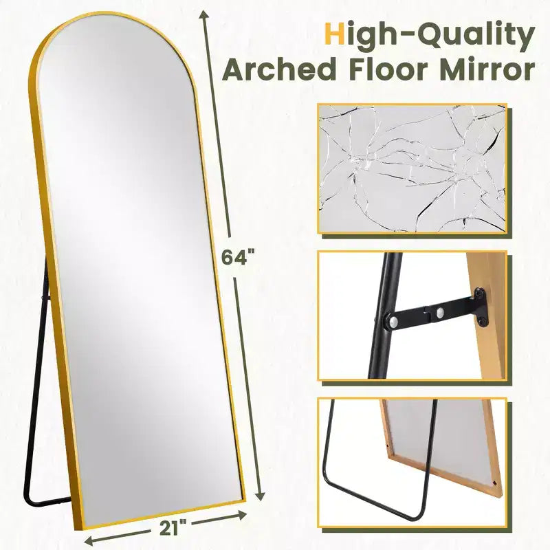 Specchio a Parete Rettangolare Moderno con Cornice in Alluminio – 200x90 cm, Vetro Temperato HD