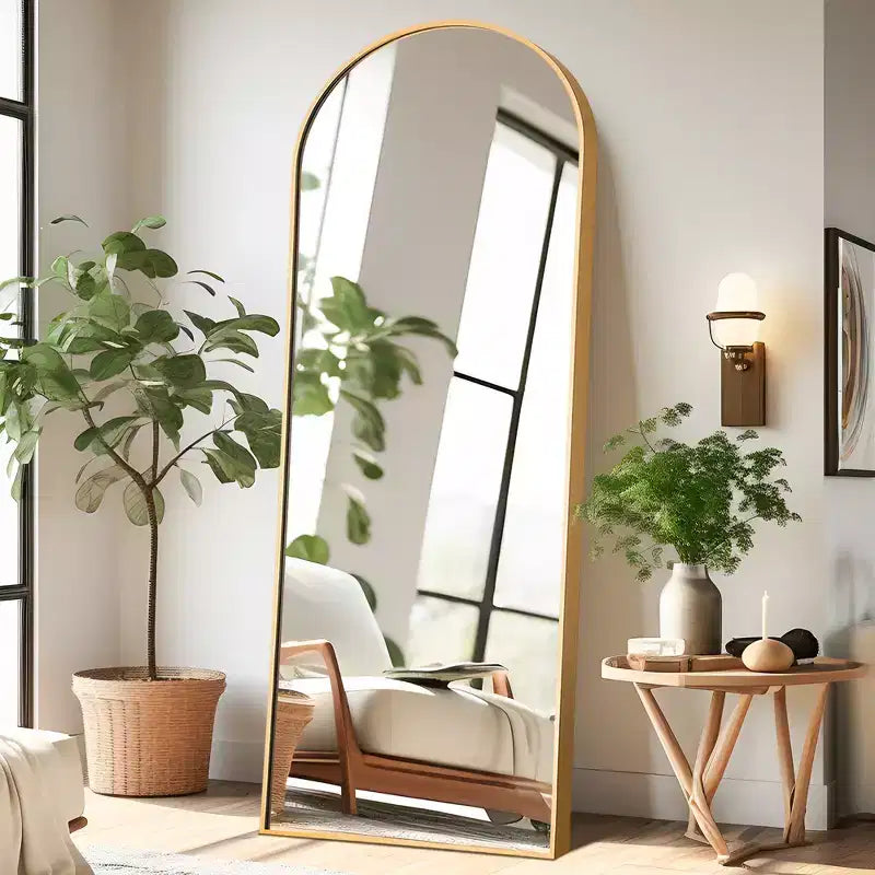 Specchio a Parete Rettangolare Moderno con Cornice in Alluminio – 200x90 cm, Vetro Temperato HD