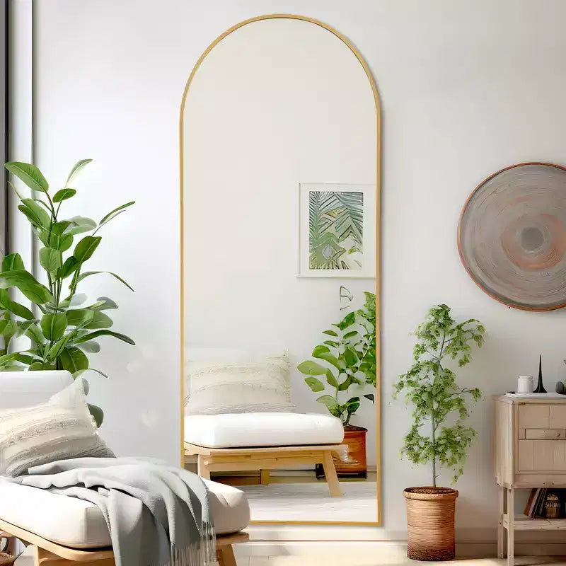 Specchio a Parete Rettangolare Moderno con Cornice in Alluminio – 200x90 cm, Vetro Temperato HD