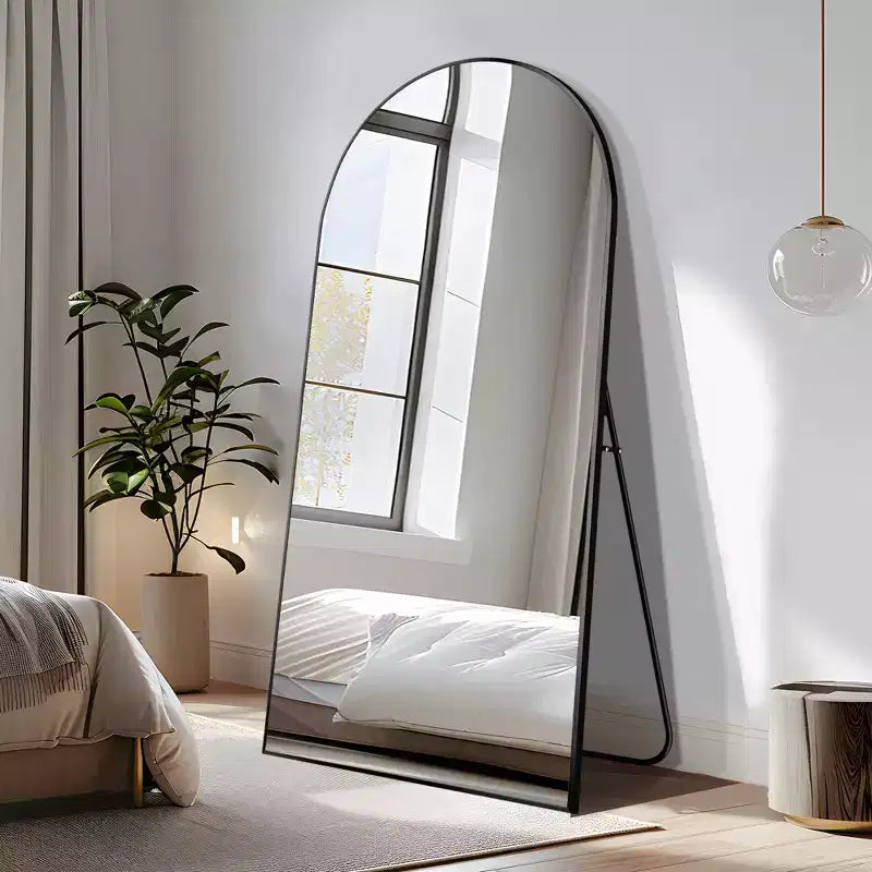 Specchio a Parete Rettangolare Moderno con Cornice in Alluminio – 200x90 cm, Vetro Temperato HD
