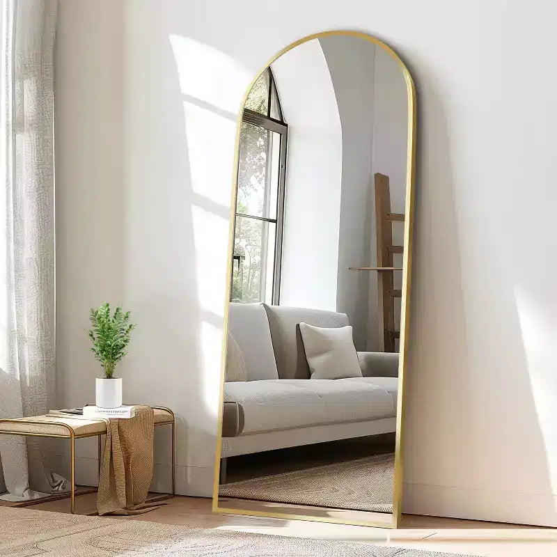 Specchio a Parete Rettangolare Moderno con Cornice in Alluminio – 200x90 cm, Vetro Temperato HD