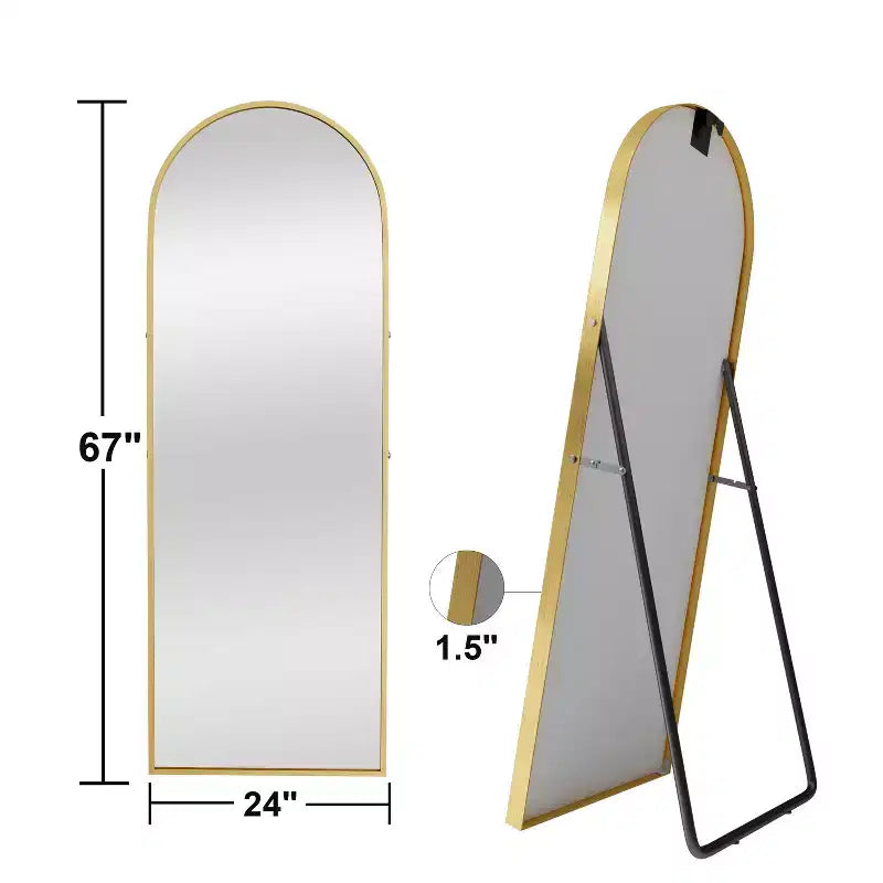 Specchio a Parete Rettangolare Moderno con Cornice in Alluminio – 200x90 cm, Vetro Temperato HD