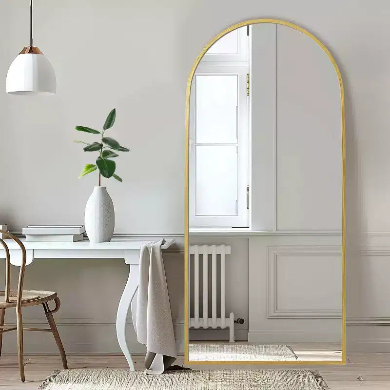 Specchio a Parete Rettangolare Moderno con Cornice in Alluminio – 200x90 cm, Vetro Temperato HD