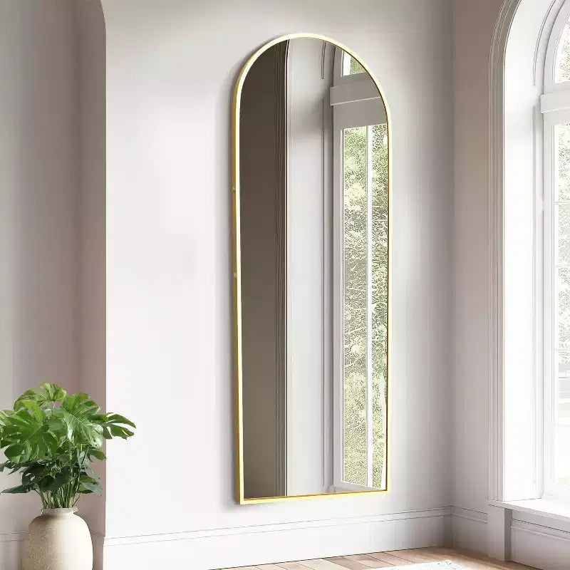 Specchio a Parete Rettangolare Moderno con Cornice in Alluminio – 200x90 cm, Vetro Temperato HD