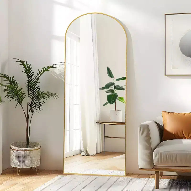 Specchio a Parete Rettangolare Moderno con Cornice in Alluminio – 200x90 cm, Vetro Temperato HD
