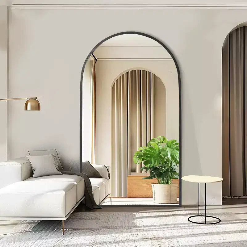 Specchio a Parete Rettangolare Moderno con Cornice in Alluminio – 200x90 cm, Vetro Temperato HD