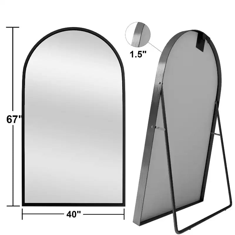 Specchio a Parete Rettangolare Moderno con Cornice in Alluminio – 200x90 cm, Vetro Temperato HD