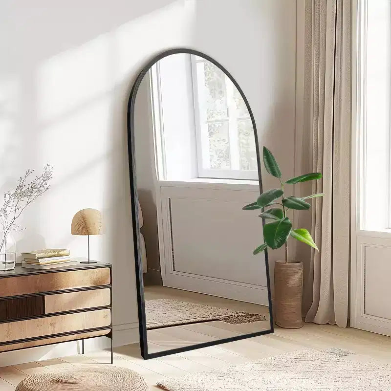 Specchio a Parete Rettangolare Moderno con Cornice in Alluminio – 200x90 cm, Vetro Temperato HD