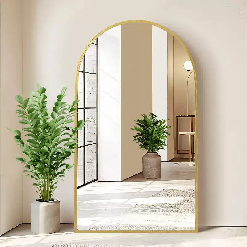 Specchio a Parete Rettangolare Moderno con Cornice in Alluminio – 200x90 cm, Vetro Temperato HD