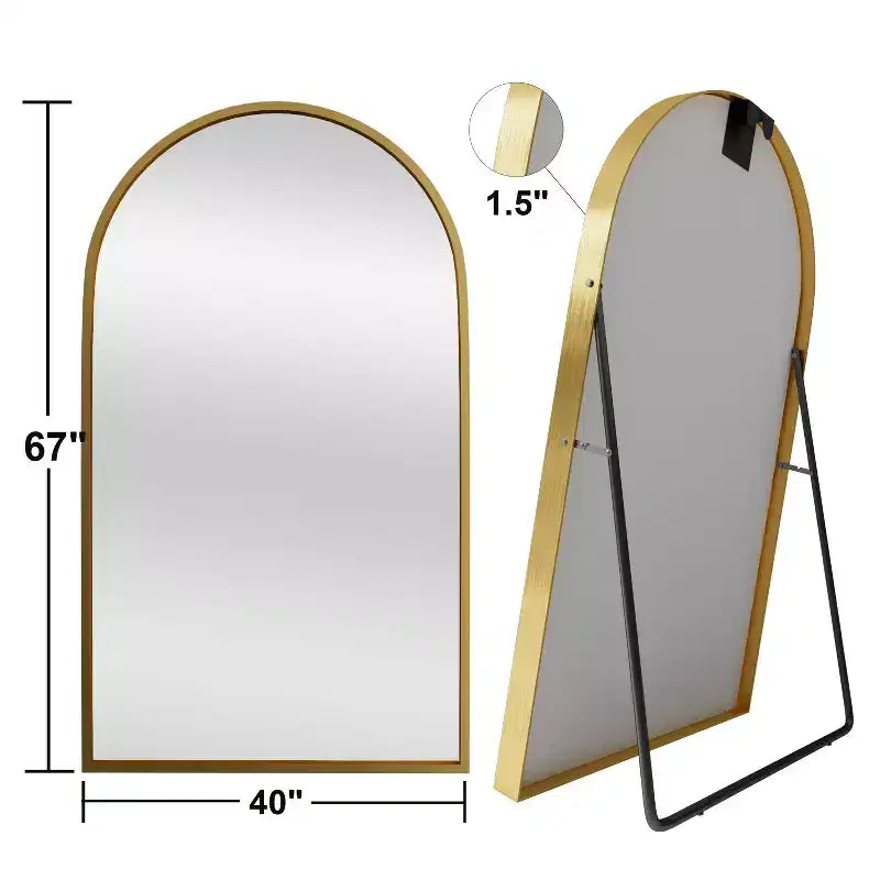 Specchio a Parete Rettangolare Moderno con Cornice in Alluminio – 200x90 cm, Vetro Temperato HD