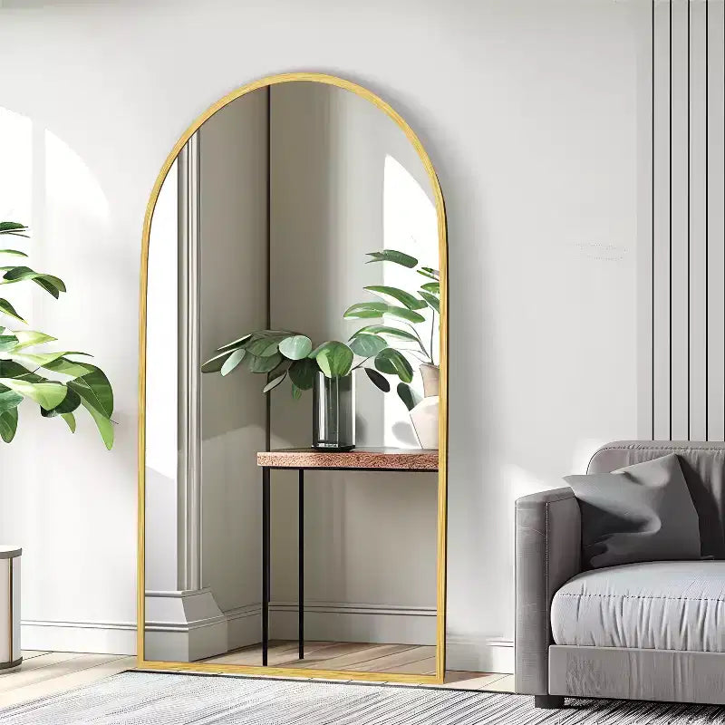 Specchio a Parete Rettangolare Moderno con Cornice in Alluminio – 200x90 cm, Vetro Temperato HD
