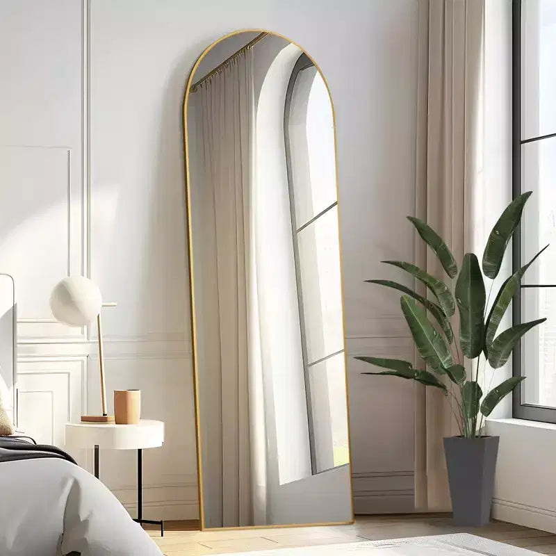 Specchio a Parete Rettangolare Moderno con Cornice in Alluminio – 200x90 cm, Vetro Temperato HD