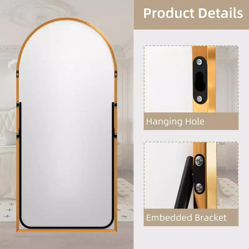 Specchio a Parete Rettangolare Moderno con Cornice in Alluminio – 200x90 cm, Vetro Temperato HD
