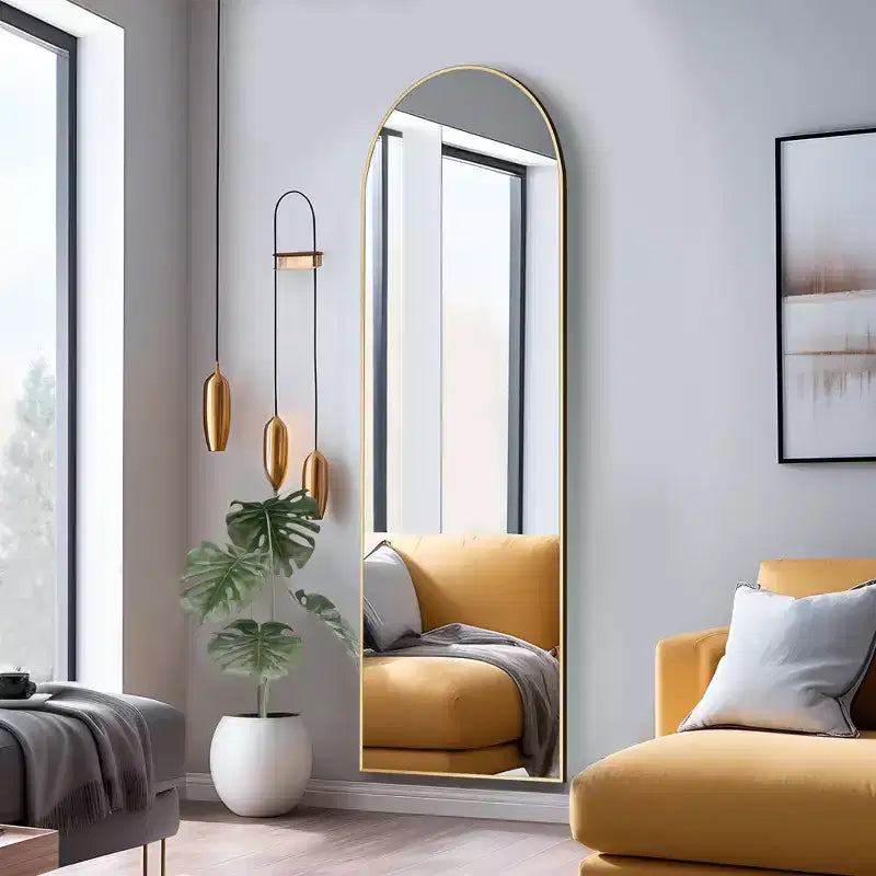 Specchio a Parete Rettangolare Moderno con Cornice in Alluminio – 200x90 cm, Vetro Temperato HD