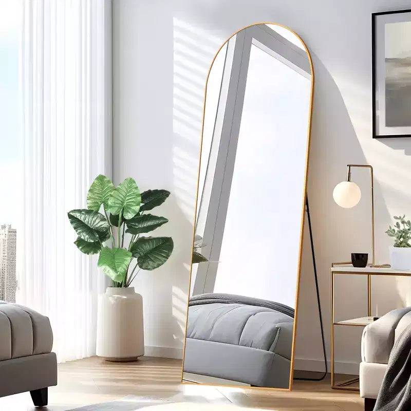 Specchio a Parete Rettangolare Moderno con Cornice in Alluminio – 200x90 cm, Vetro Temperato HD